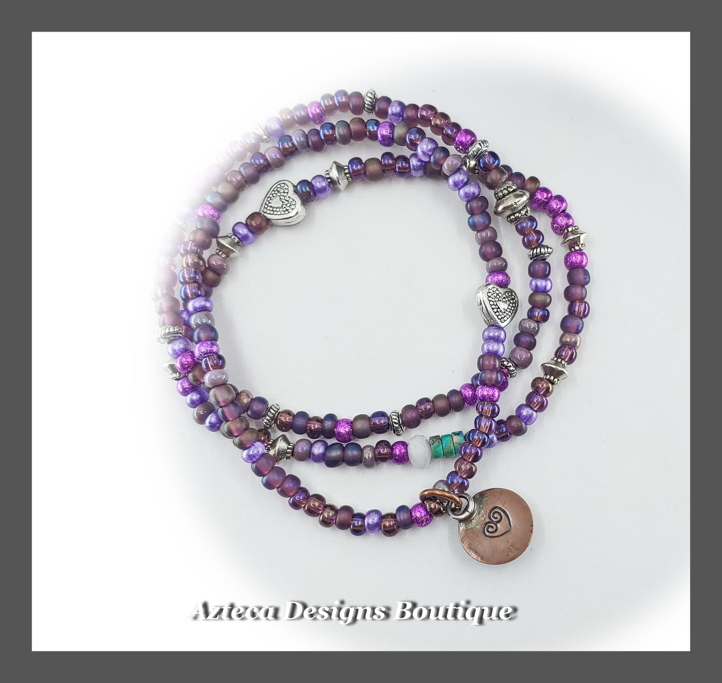 Purple Sunset + Amethyst+ Glass Seed Bead + Gemstone Stretch Bracelet SET of THREE