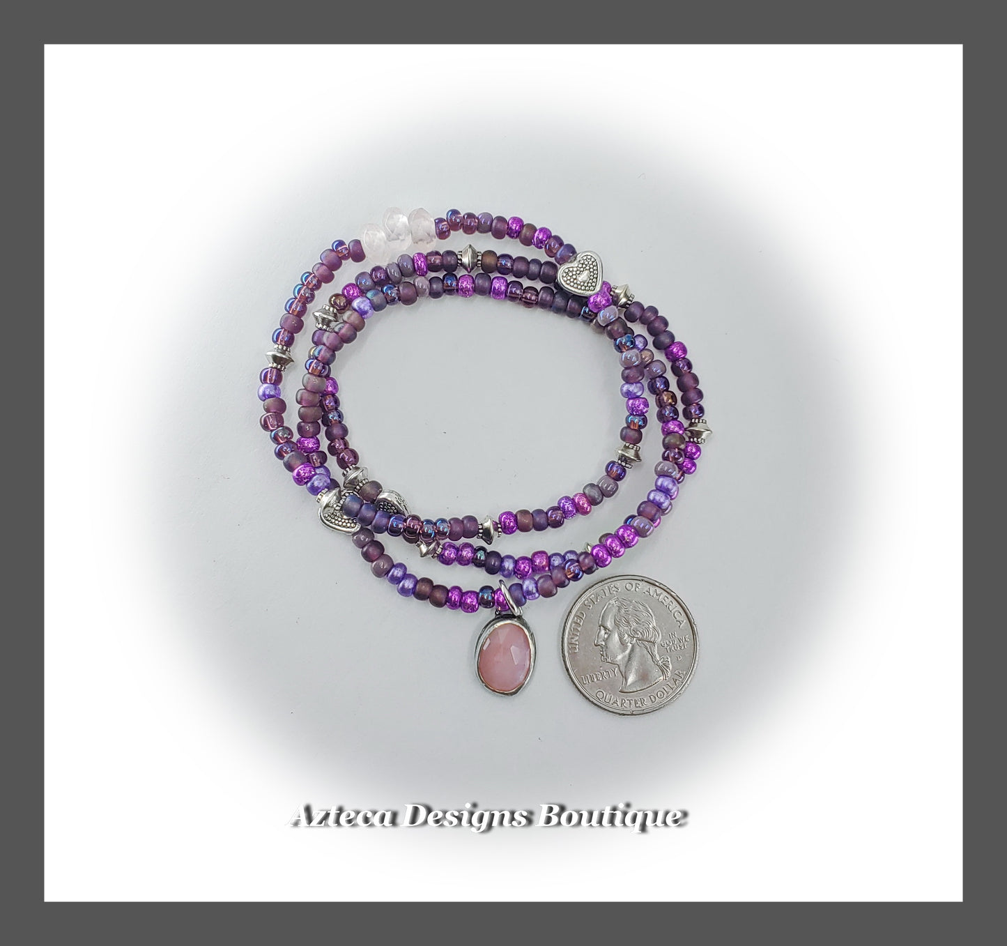 Dream Big + Pink Opal + Glass Seed Bead + Gemstone Stretch Bracelet SET of THREE