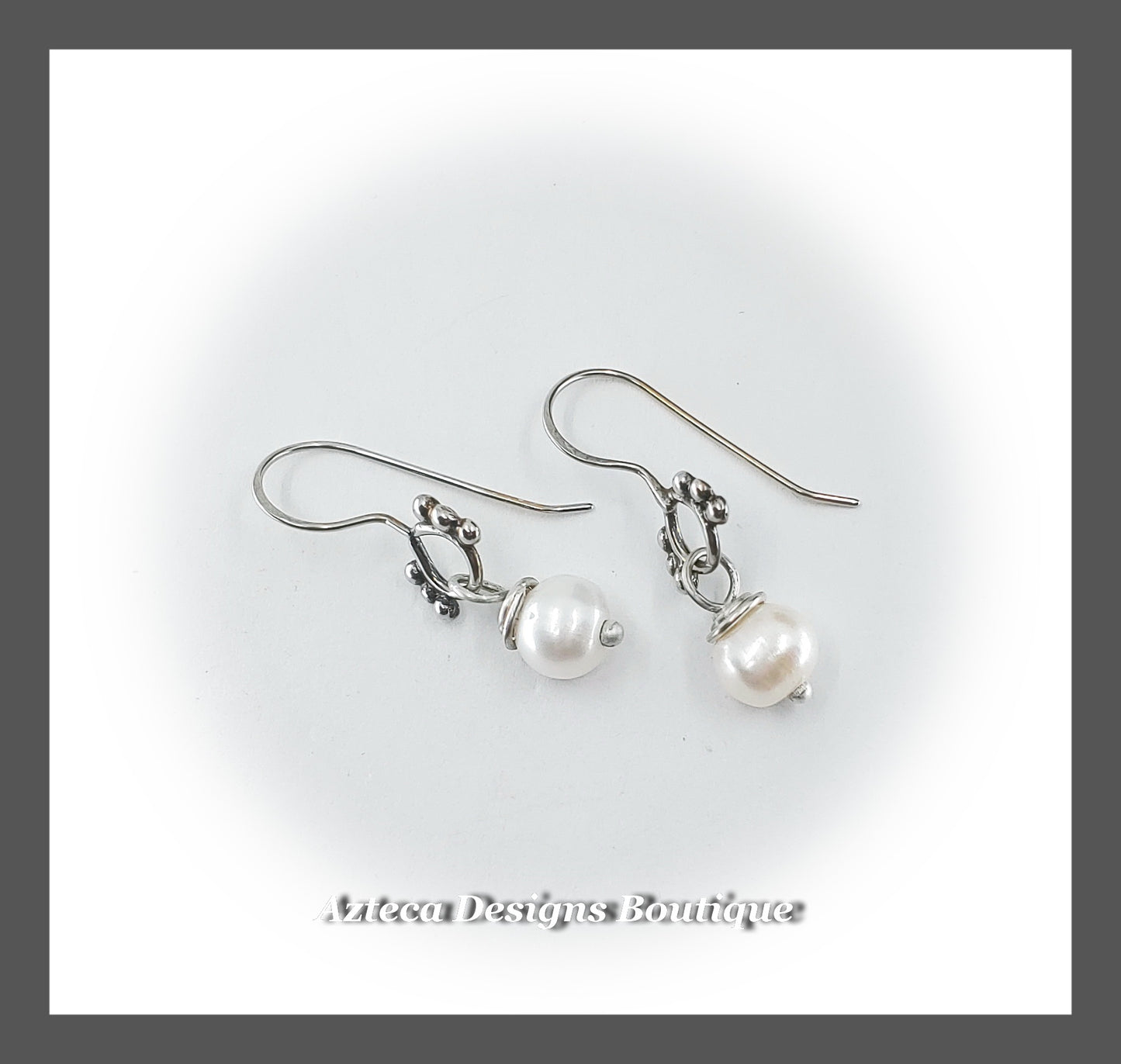 Freshwater White Baroque Pearl Earrings + Hand Fabricated Argentium Silver
