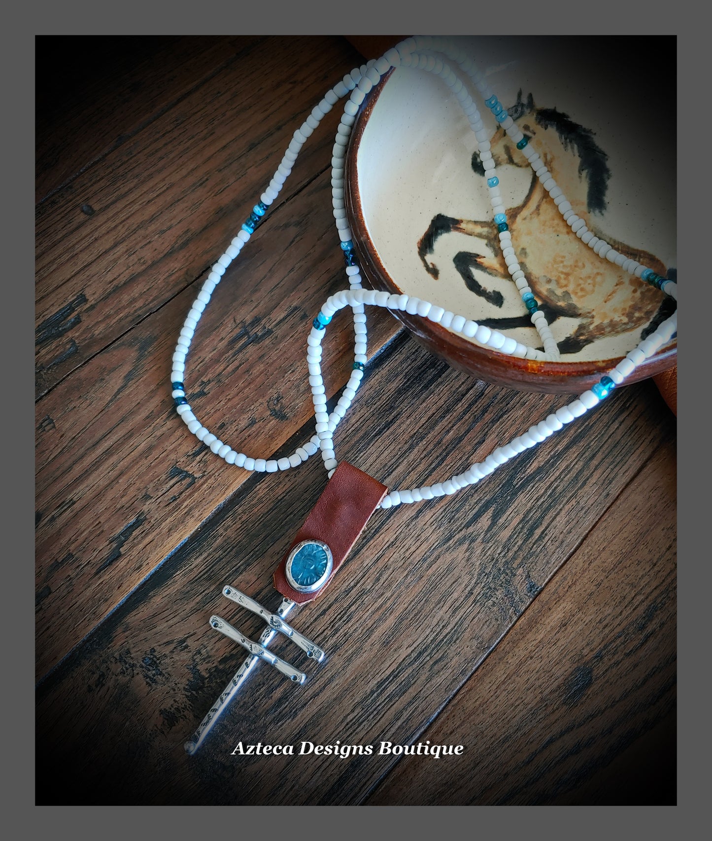 Tranquility + Teal Carved Flower Kyanite  + Dragonfly + Beaded Long Necklace