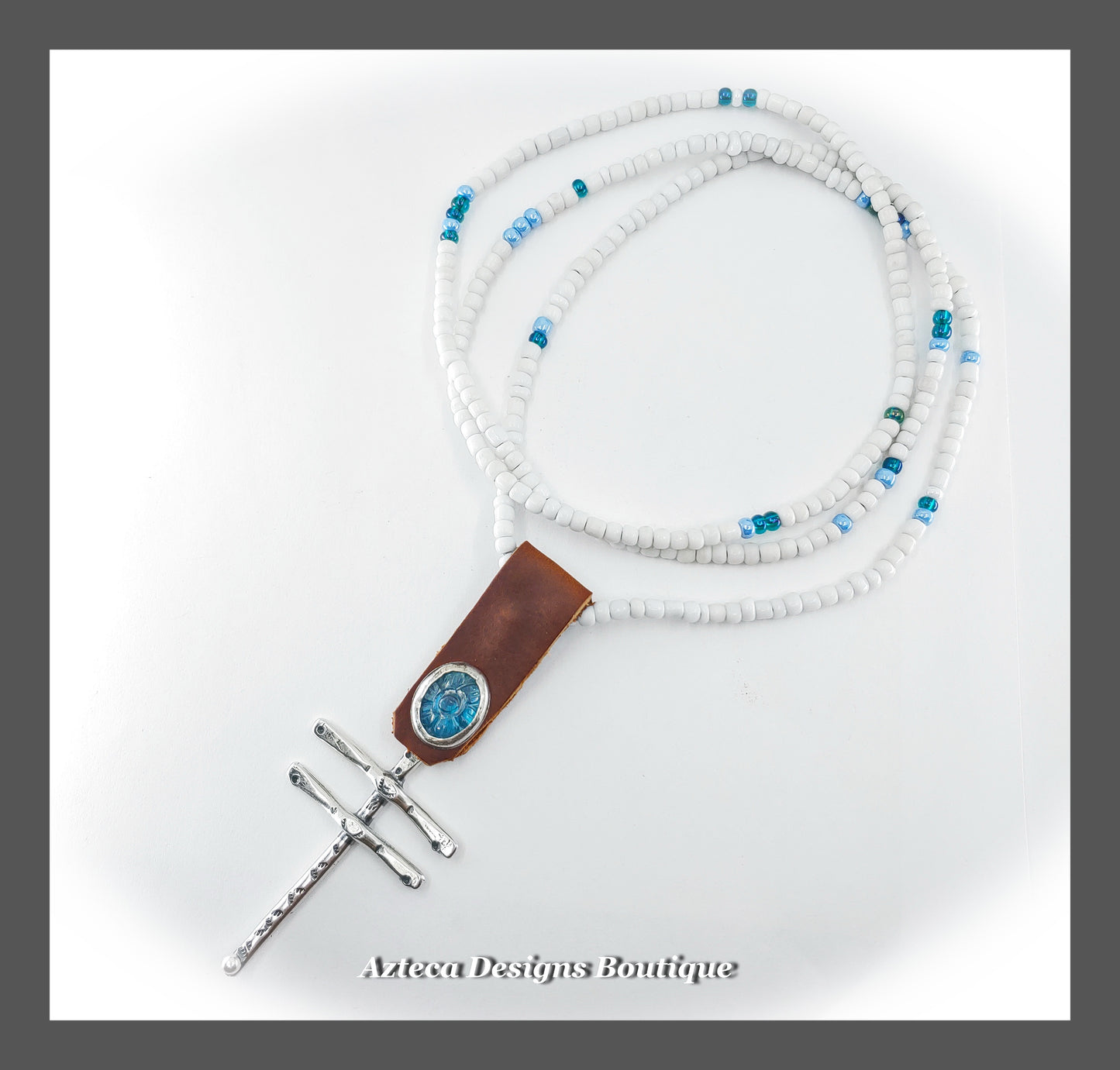 Tranquility + Teal Carved Flower Kyanite  + Dragonfly + Beaded Long Necklace