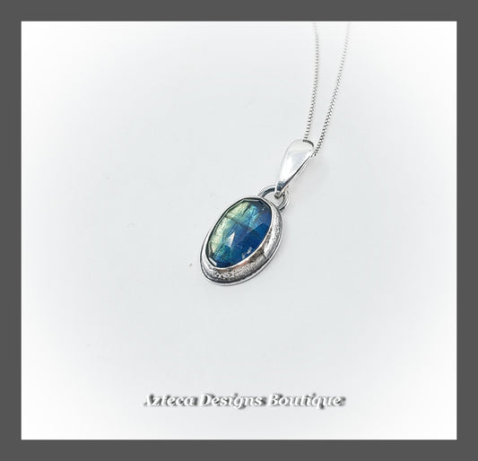 Mint Blue Kyanite + Sterling Silver Pendant