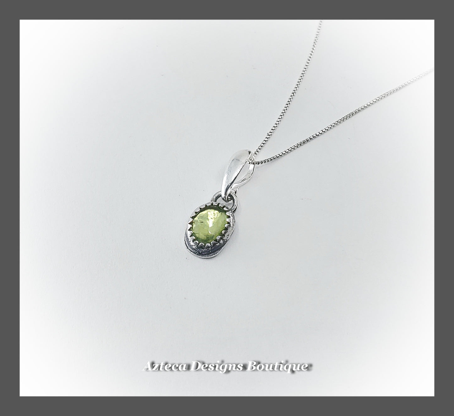 Green Peridot + Sterling Silver Pendant