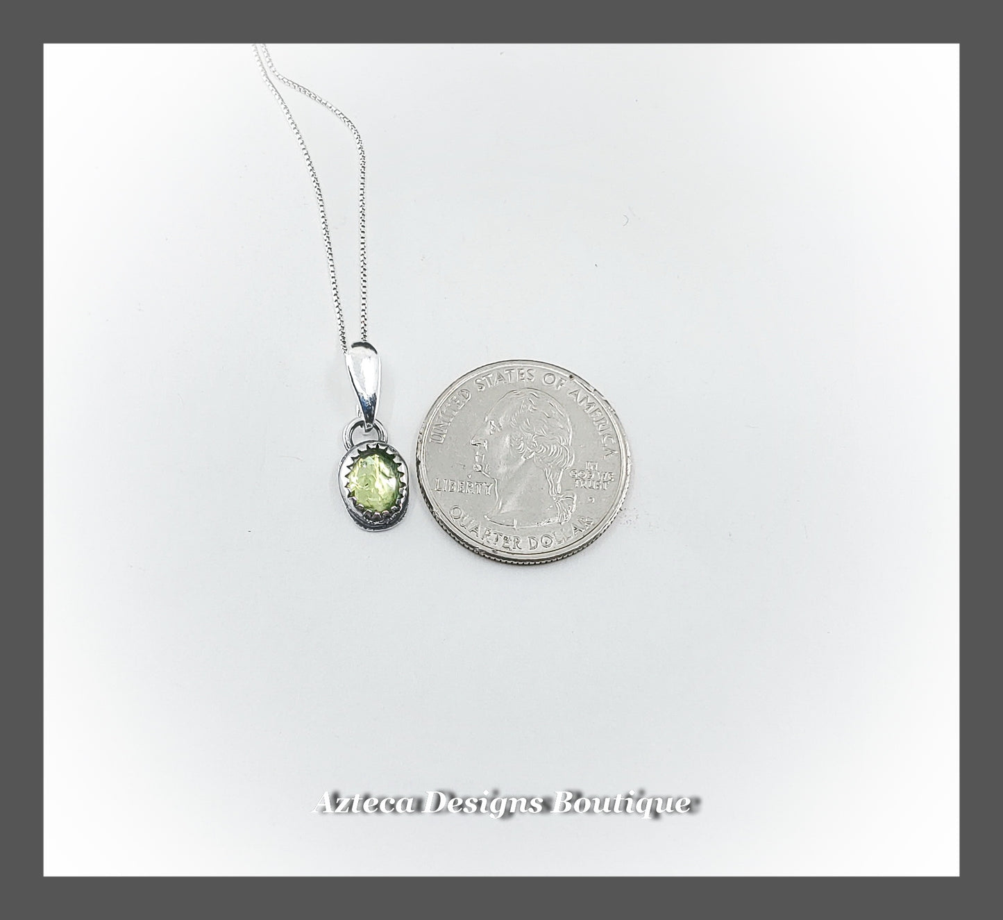Green Peridot + Sterling Silver Pendant