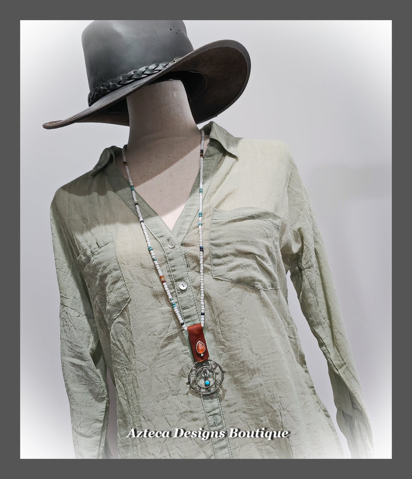 Dream Weaver + Orange Sun Stone  + Sleeping Beauty Turquoise + Beaded Long Necklace
