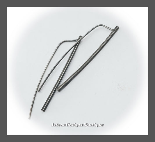 Sterling Silver Bar Minimalist Contemporary Artisan Earrings