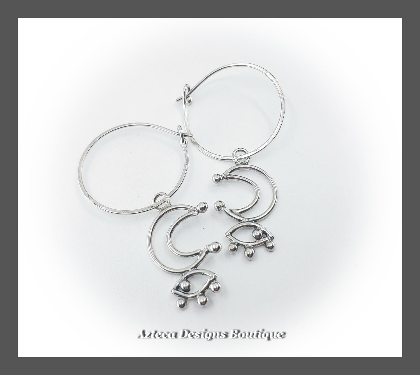 Celestial Eye + Hand Fabricated Argentium Silver Gypsy Hoop Earrings