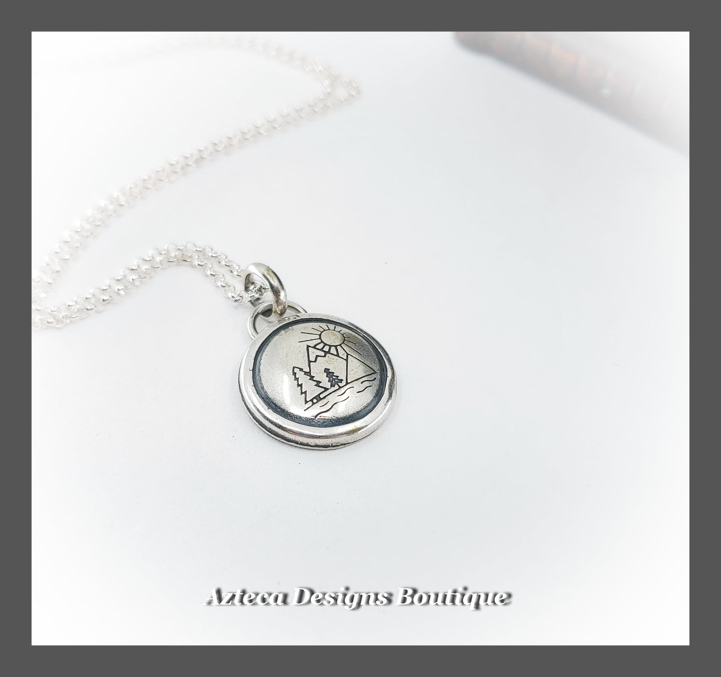 Mountain Scene Pendant Necklace + Hand Fabricated Sterling Silver