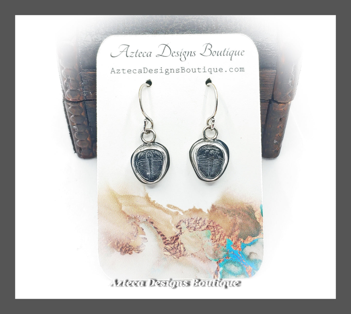 Fossilized Trilobite + Argentium Silver Hand Fabricated Earrings