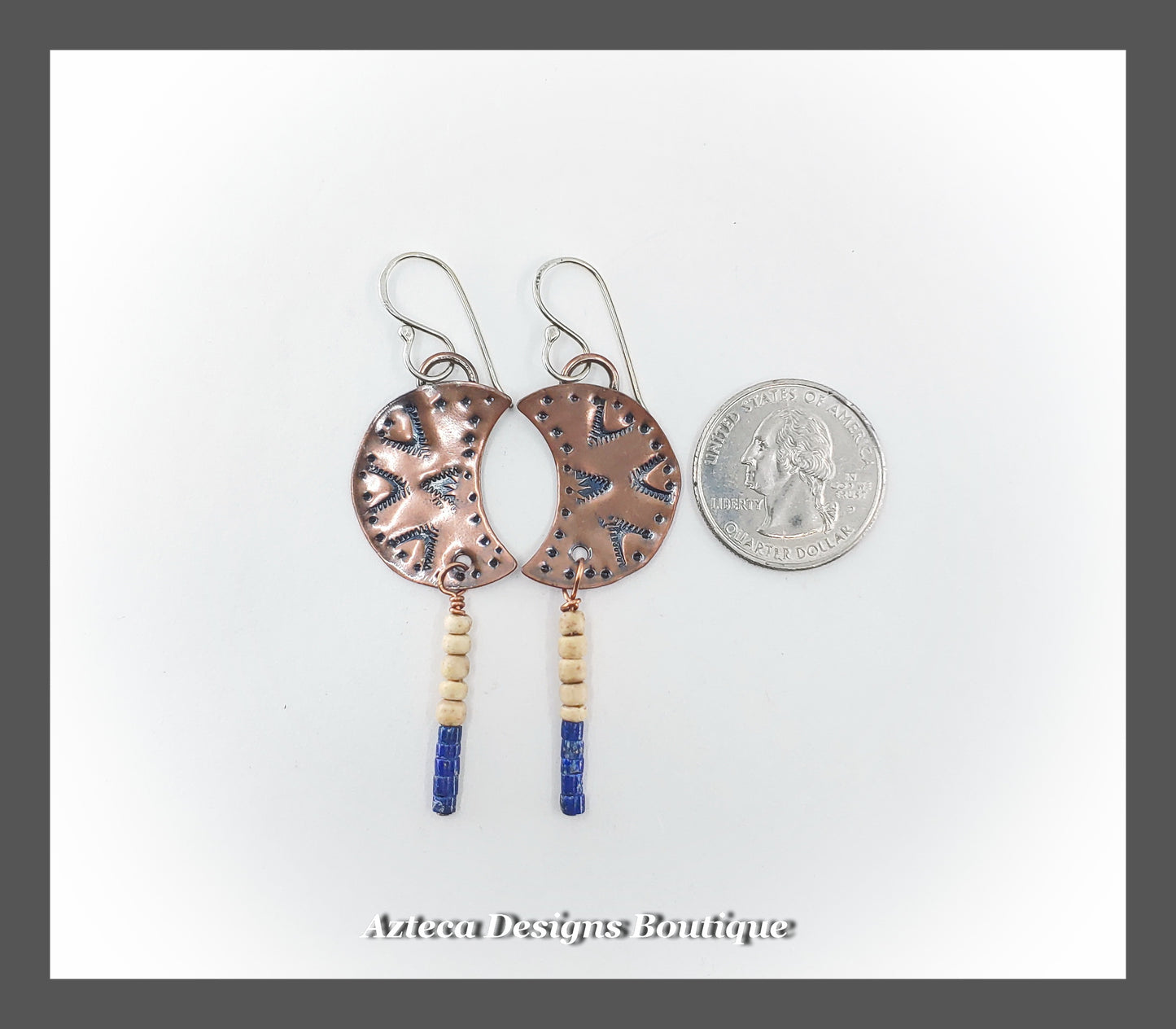 Blue Lapis Lazuli + Copper + Argentium Silver Earrings