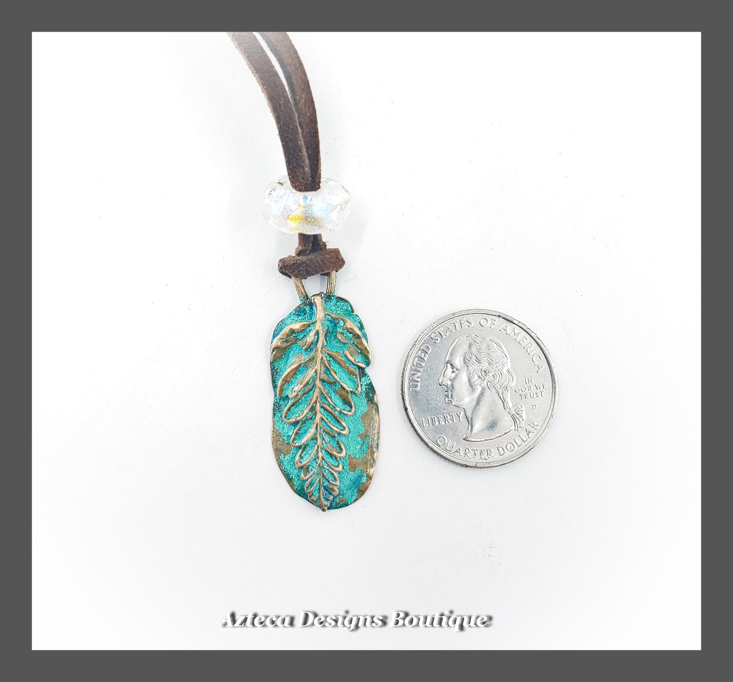 Bronze Fern Leaf + Vegan Faux Suede Long Necklace