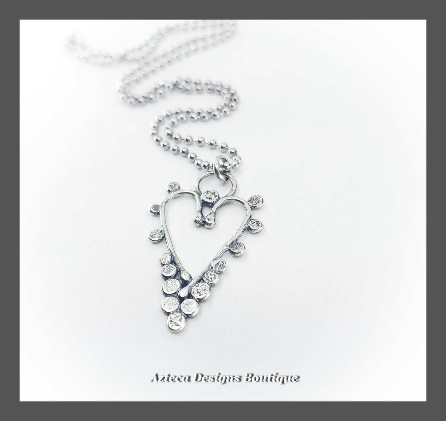 Lacey Heart + Hand Fabricated Sterling Silver Pendant Necklace