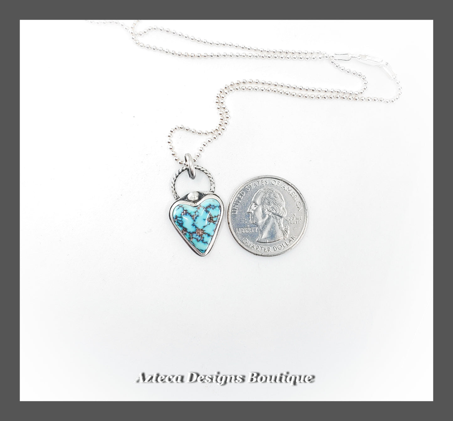 Blue Kingman Turquoise Heart + Hand Fabricated Sterling Silver Necklace