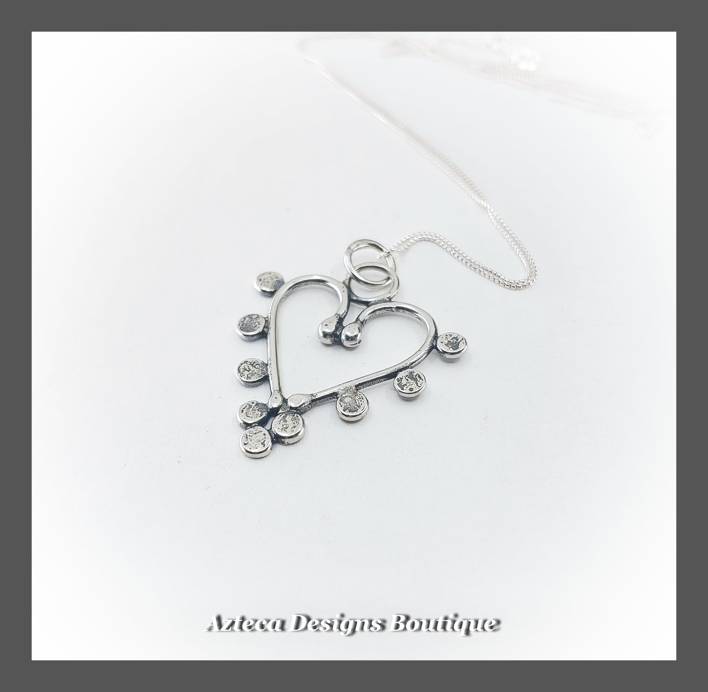 Spicy Heart + Hand Fabricated Sterling Silver Necklace