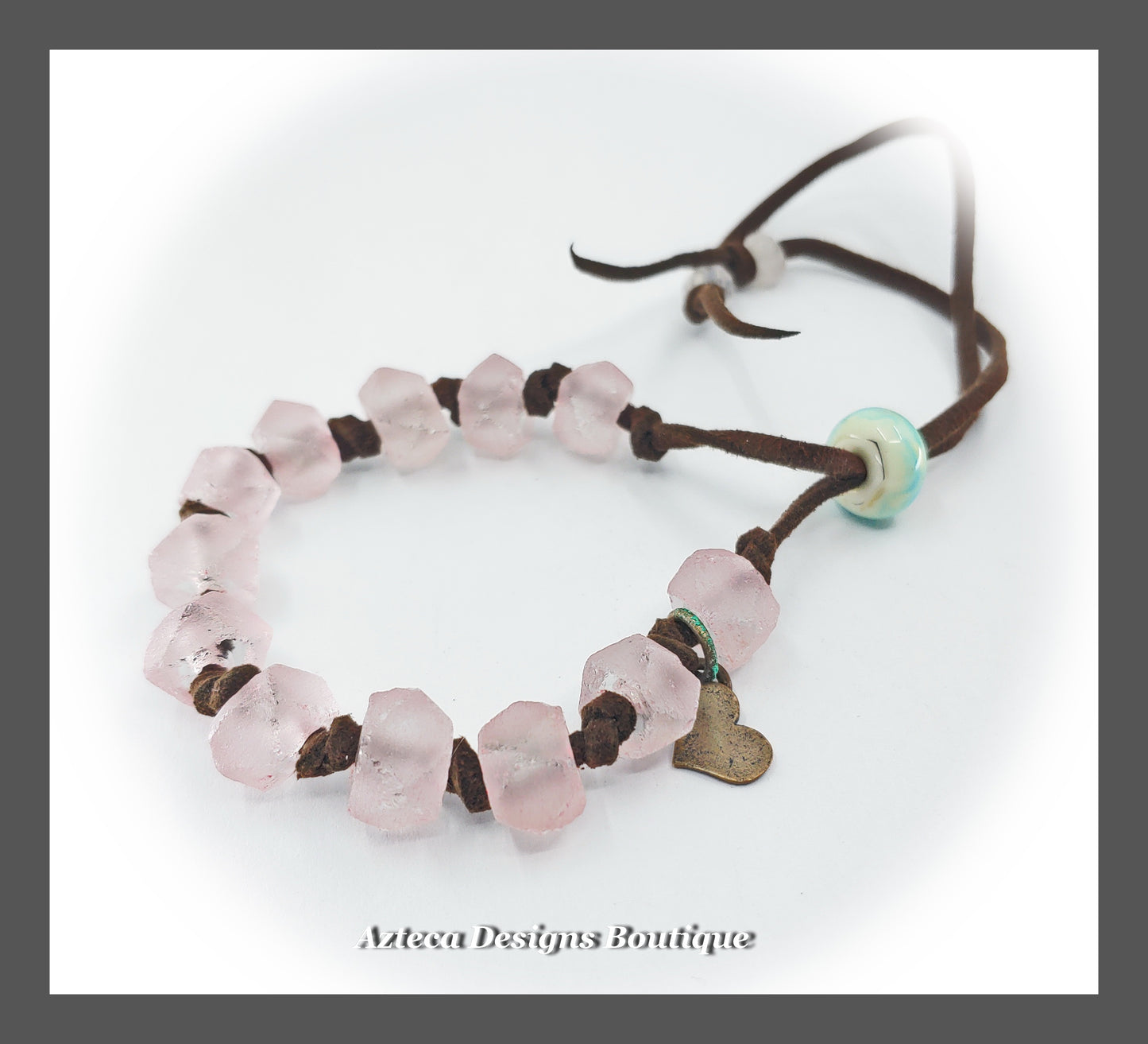 Pink Bracelet + Vegan Suede + Recycled Glass Beads