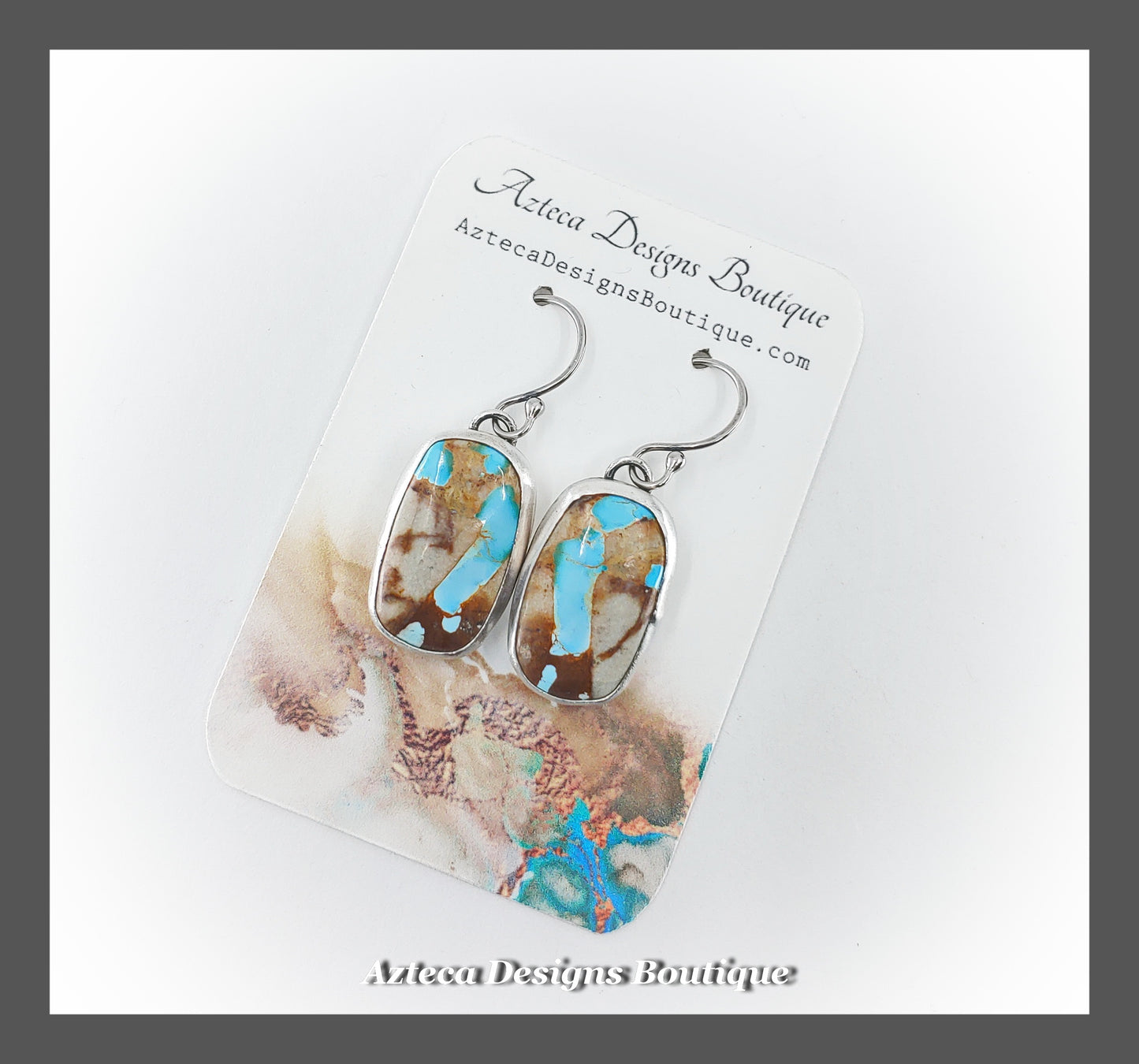 Blue Royston Ribbon Turquoise + Argentium Silver Earrings