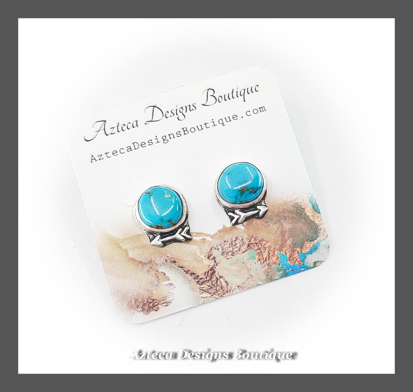 Blue Sierra Nevada Turquoise + Hand Fabricated Sterling Silver Post Earrings