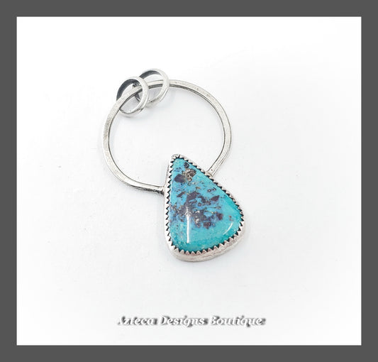 Blue Green Pinto Valley Turquoise + Sterling Silver Artisan Pendant