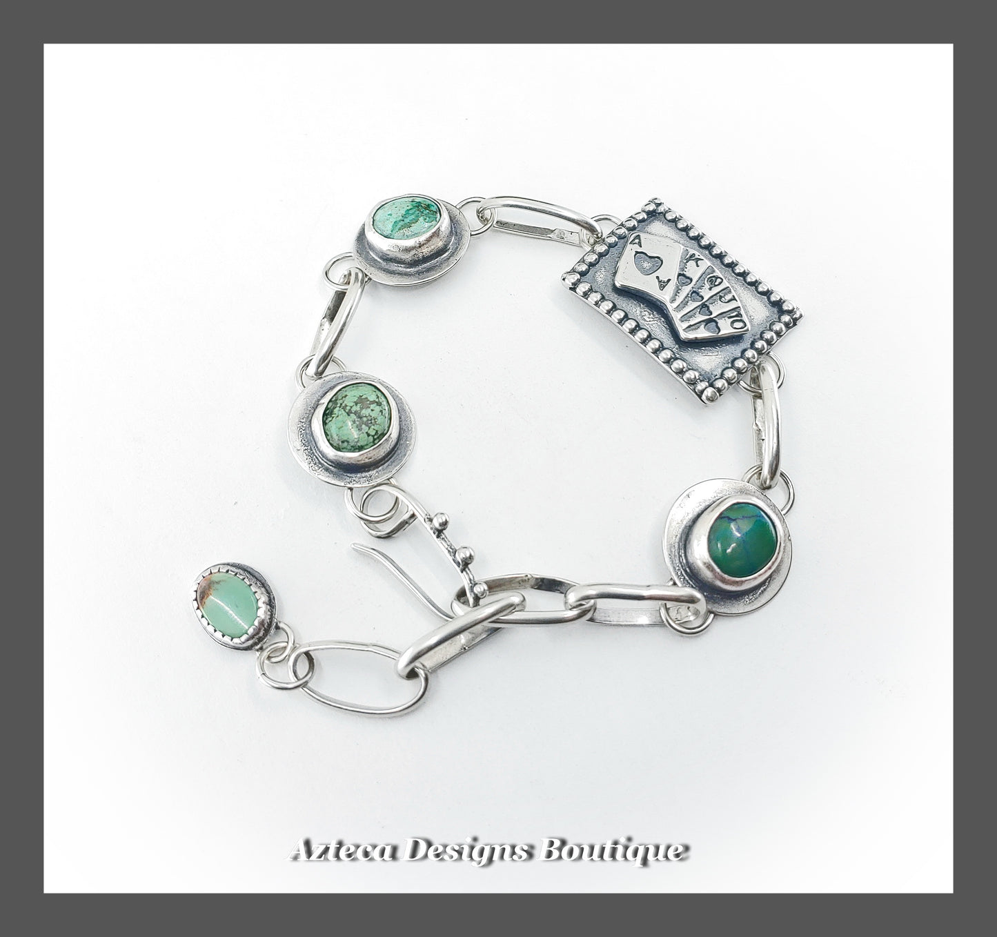 When to Hold Them + Turquoise + Sterling Silver Hand Fabricated Link Bracelet