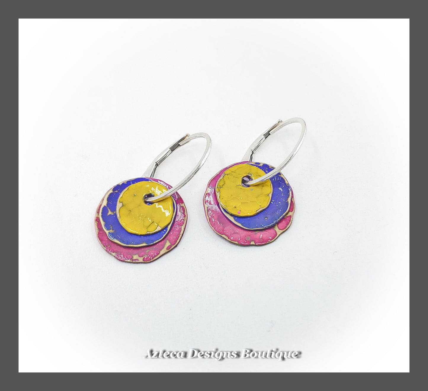 Hand Painted + Distressed + Sterling Silver Earrings