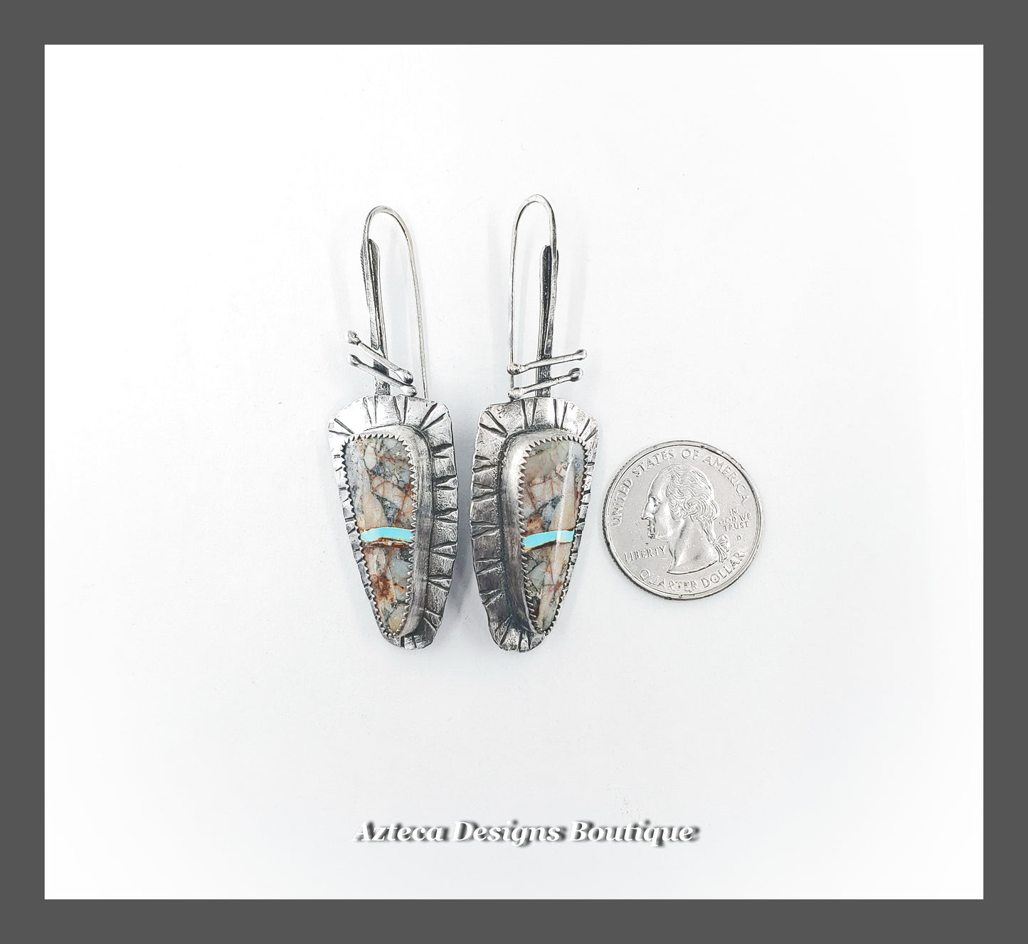 Royston Ribbon Turquoise Earrings + Hand Fabricated Sterling Silver