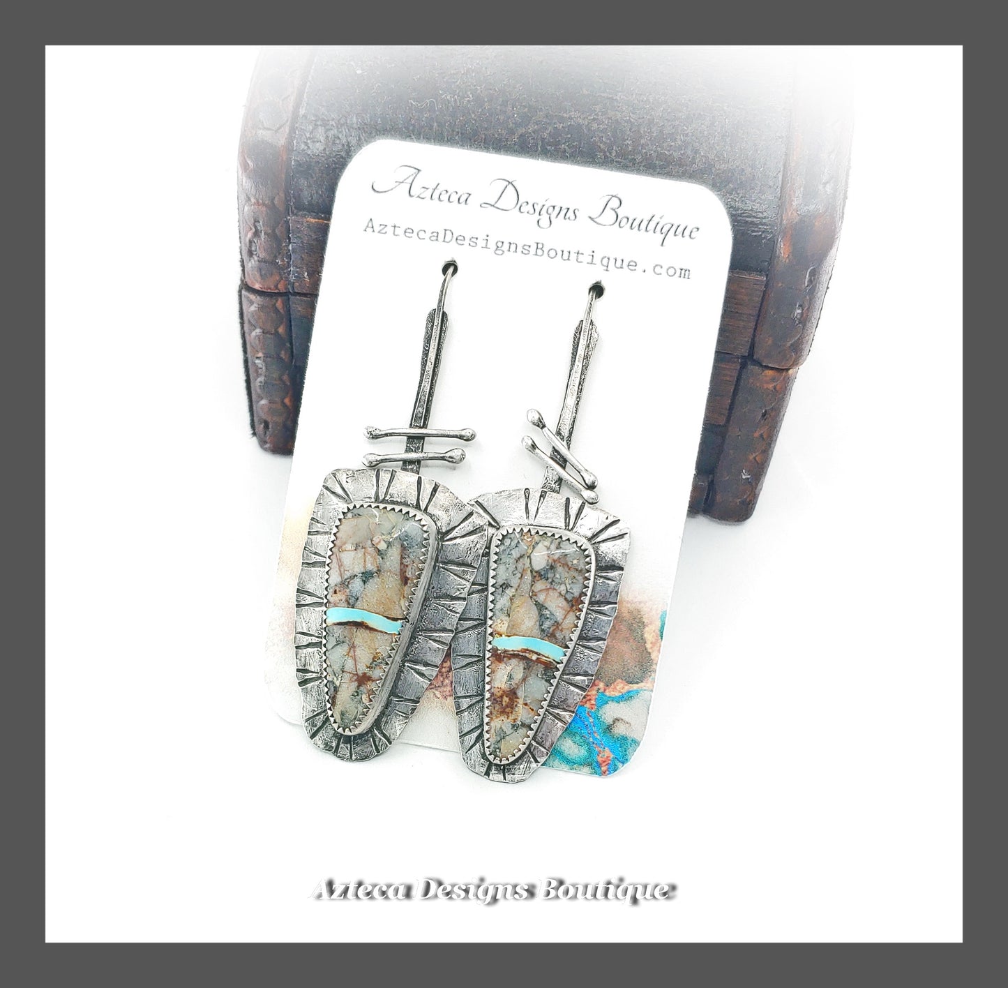 Royston Ribbon Turquoise Earrings + Hand Fabricated Sterling Silver