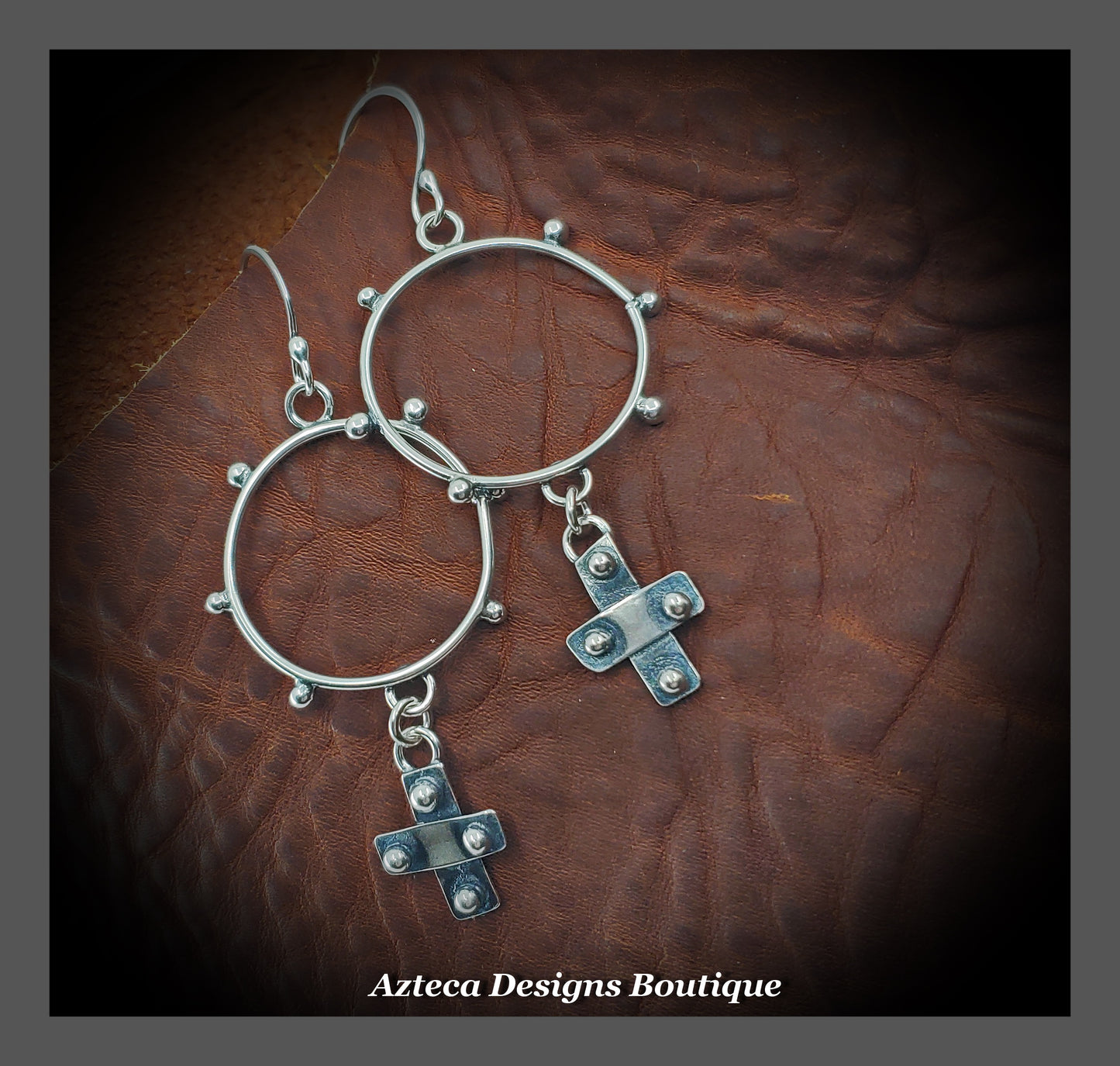 Southwest Rustic Cross Earrings + Argentium Silver