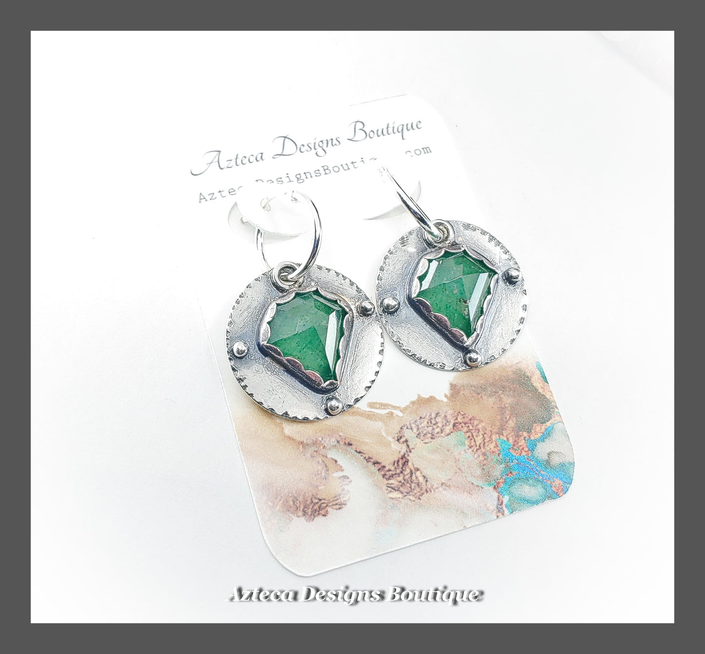 Green Strawberry Quartz Sterling Silver Hand Fabricated Earrings
