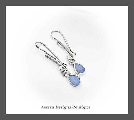 Sterling Silver + Opal Doublet Hand Fabricated Drop Earrings