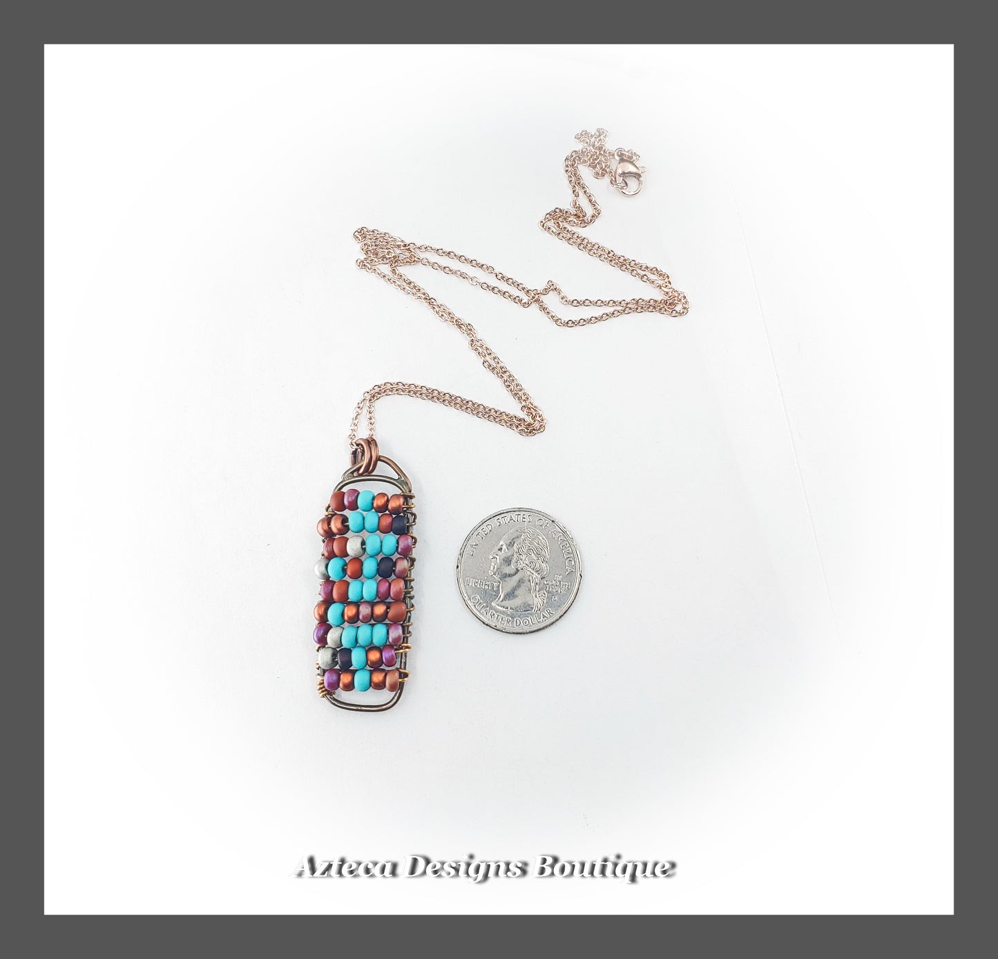 In the Desert - Beaded Southwest Bronze Pendant Necklace