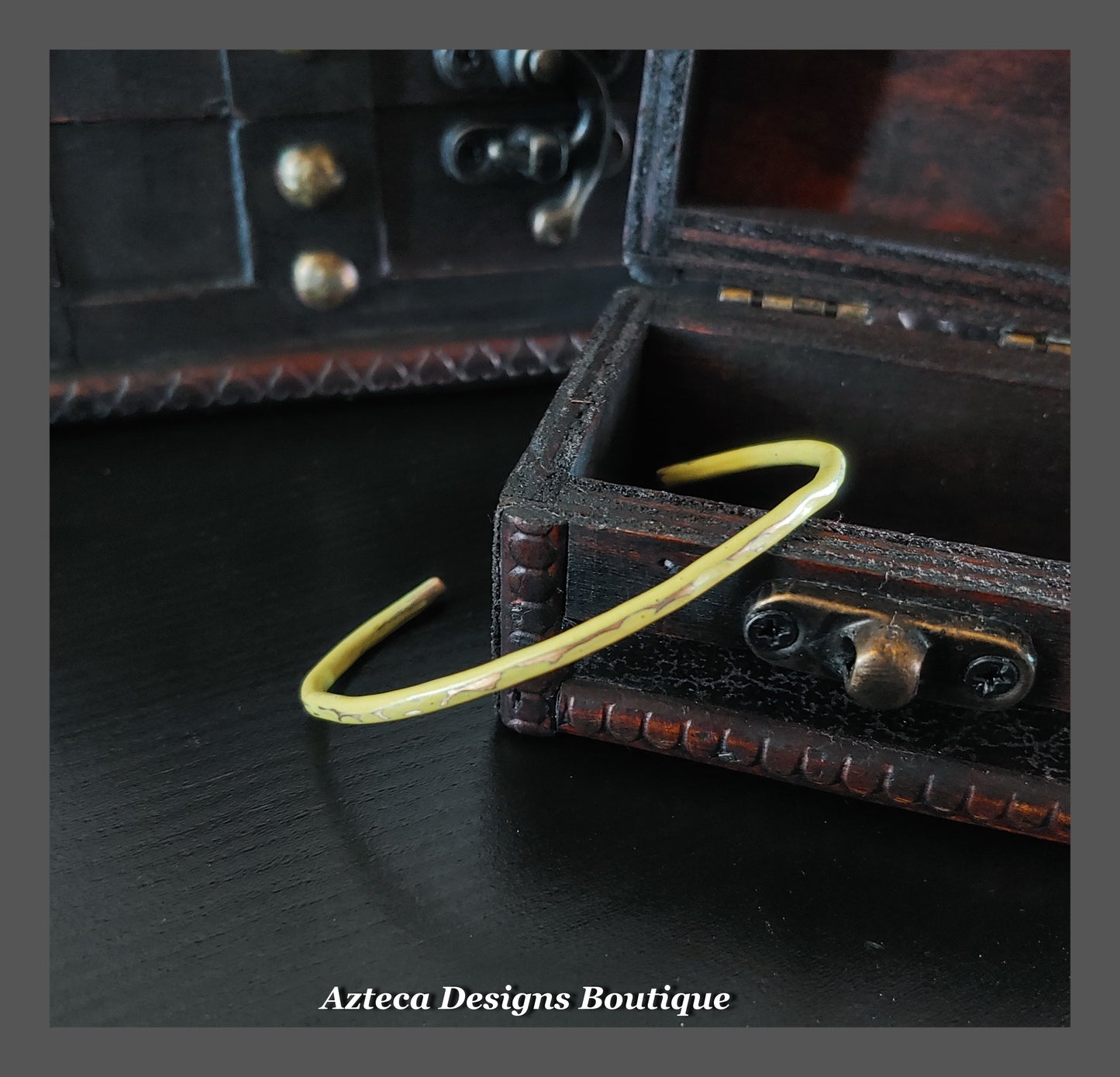 Thin Hammered Texture + Vintage Yellow + Distressed Brass Cuff Bracelet