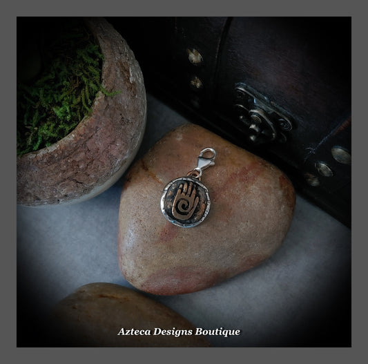 Healing Hand + Bronze In Silver + Hand Fabricated Charm Pendant