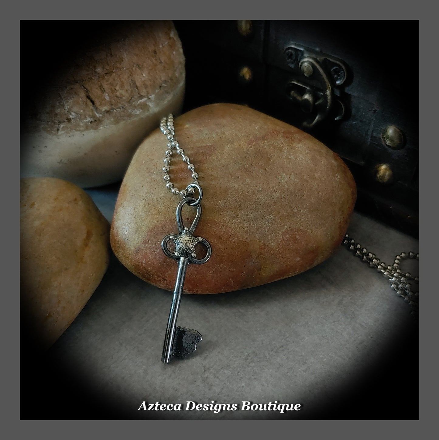 Starfish Key Pendant + Hand Fabricated Argentium Silver + Blackened Finish