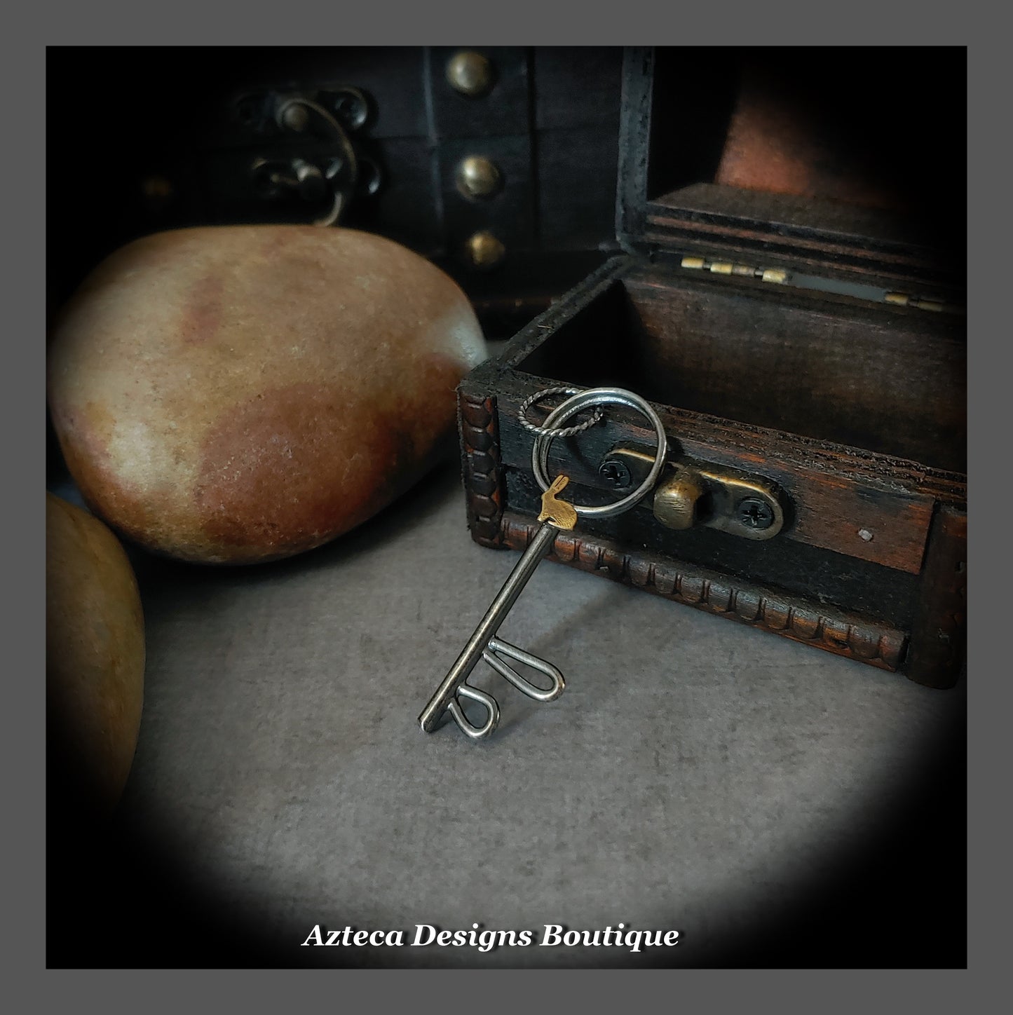 Rabbit Key Pendant + Hand Fabricated Argentium Silver + Blackened Finish