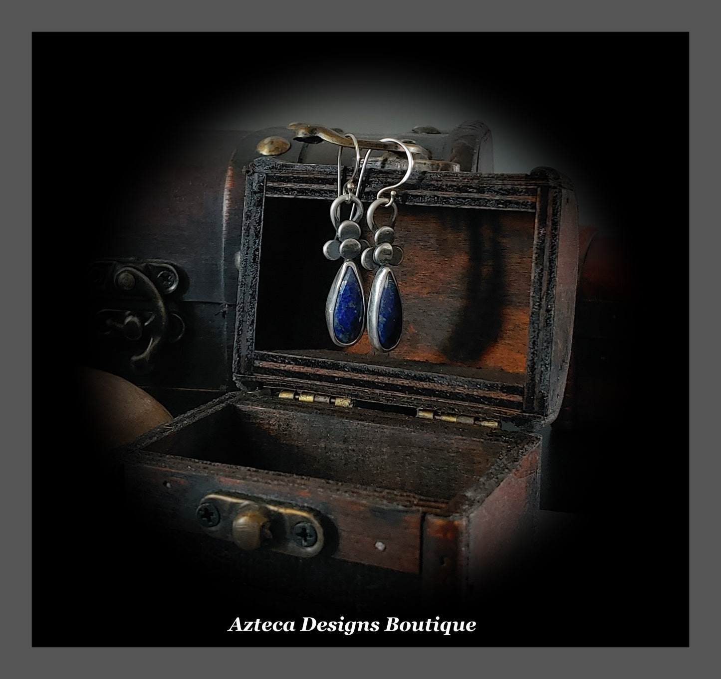 RESERVED for S-L ++ Lapis Lazuli Earrings + Vintage Vibe + Hand Fabricated Argentium Silver