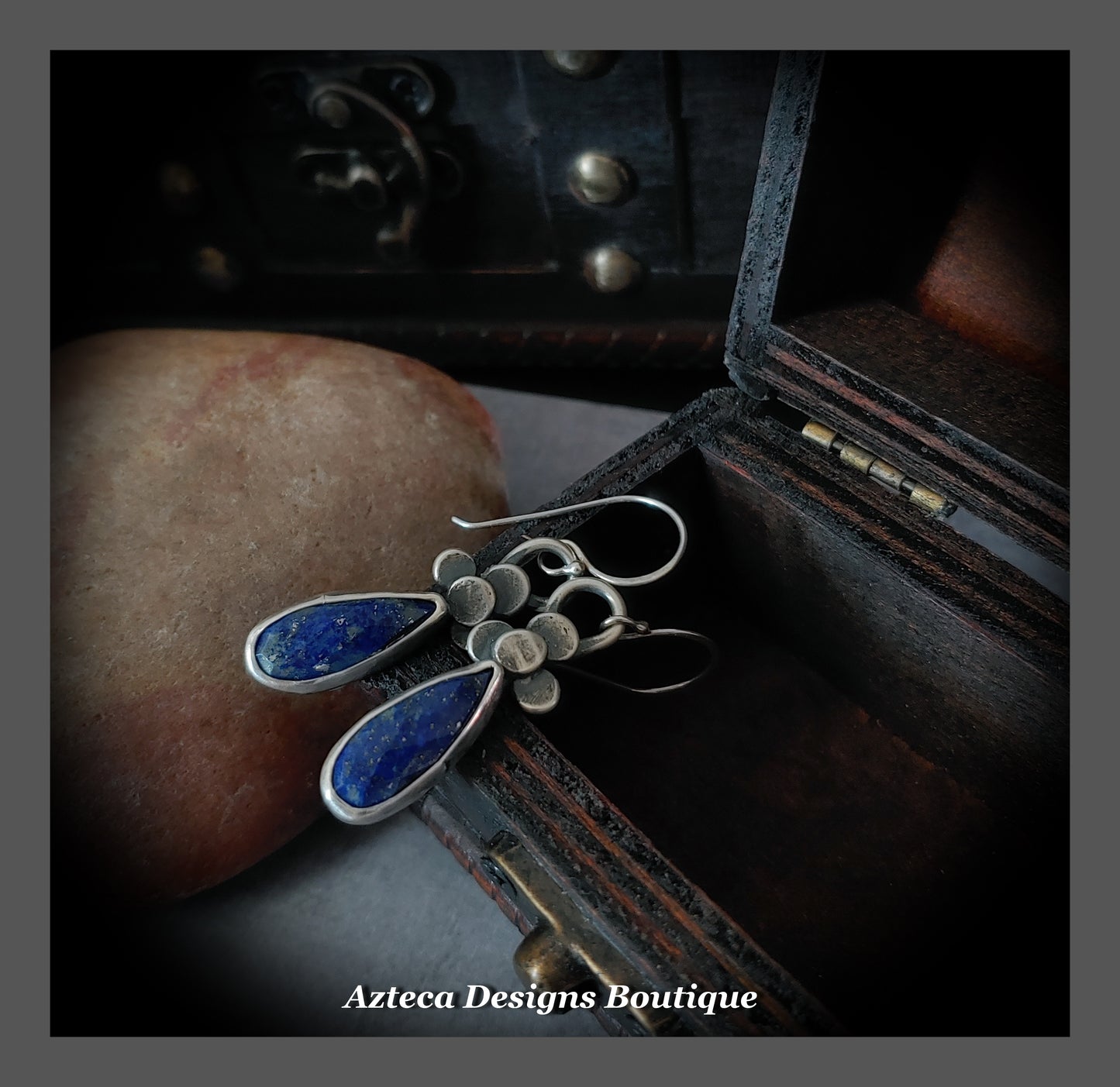 RESERVED for S-L ++ Lapis Lazuli Earrings + Vintage Vibe + Hand Fabricated Argentium Silver