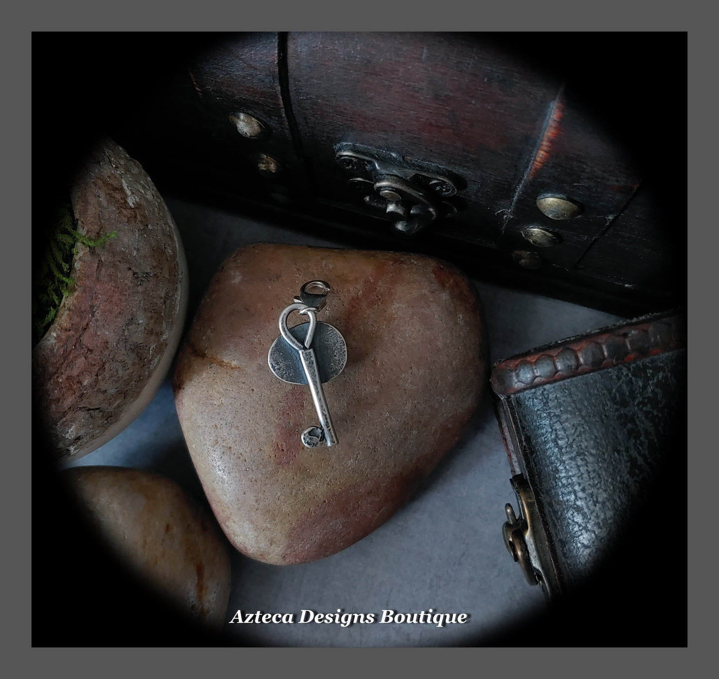 Labradorite Gemstone Key + Sterling Silver + Clip On Charm Pendant