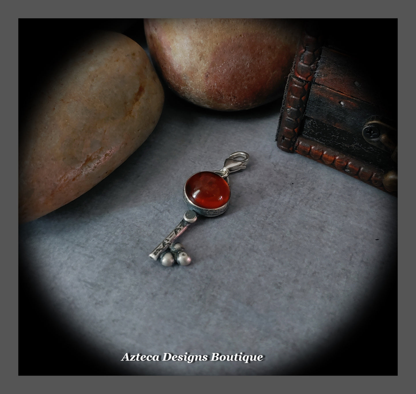 Amber Gemstone + Sterling Silver + Clip On Charm Pendant