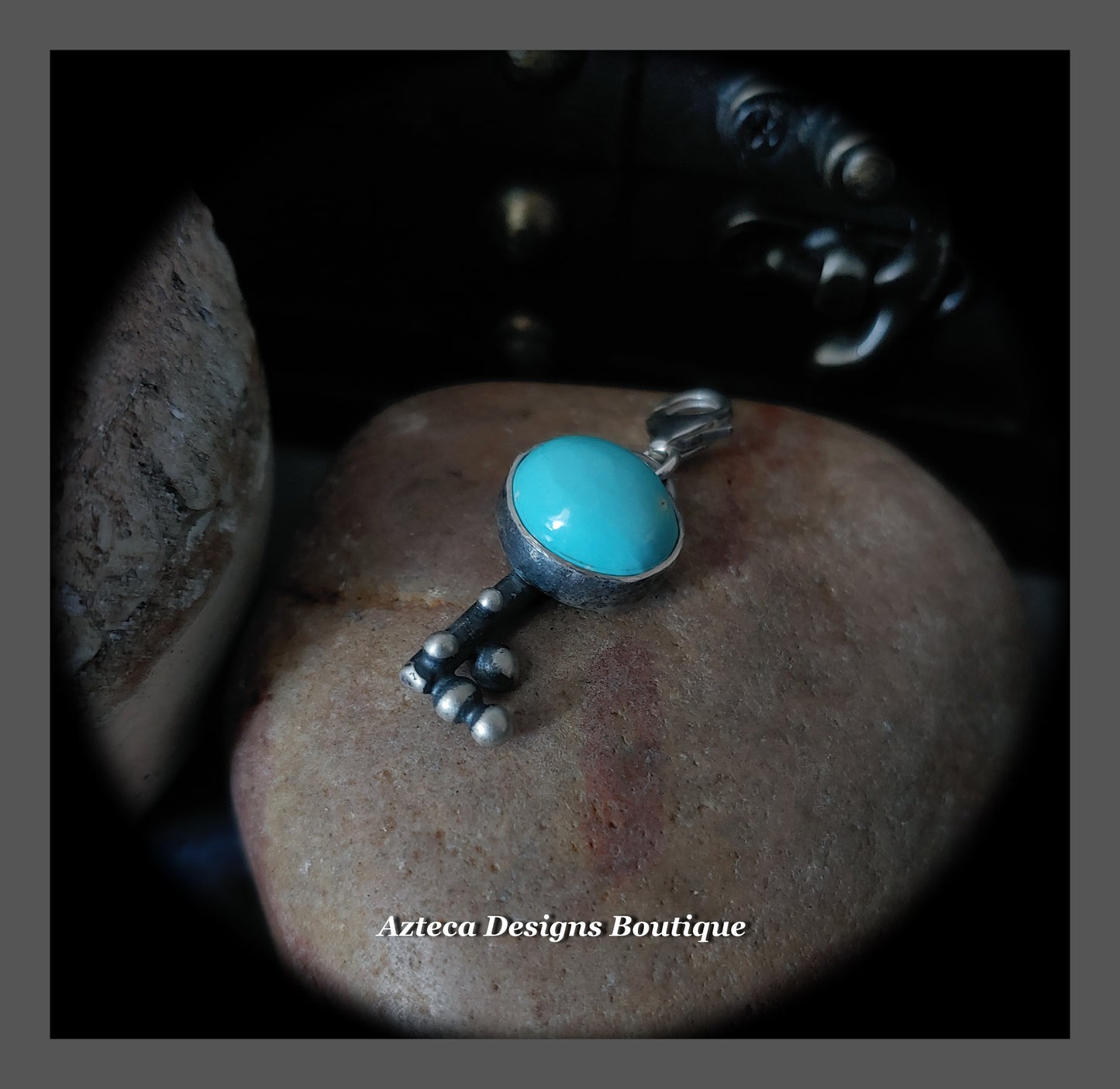 Lone Mountain Turquoise + Sterling Silver + Clip On Charm Pendant