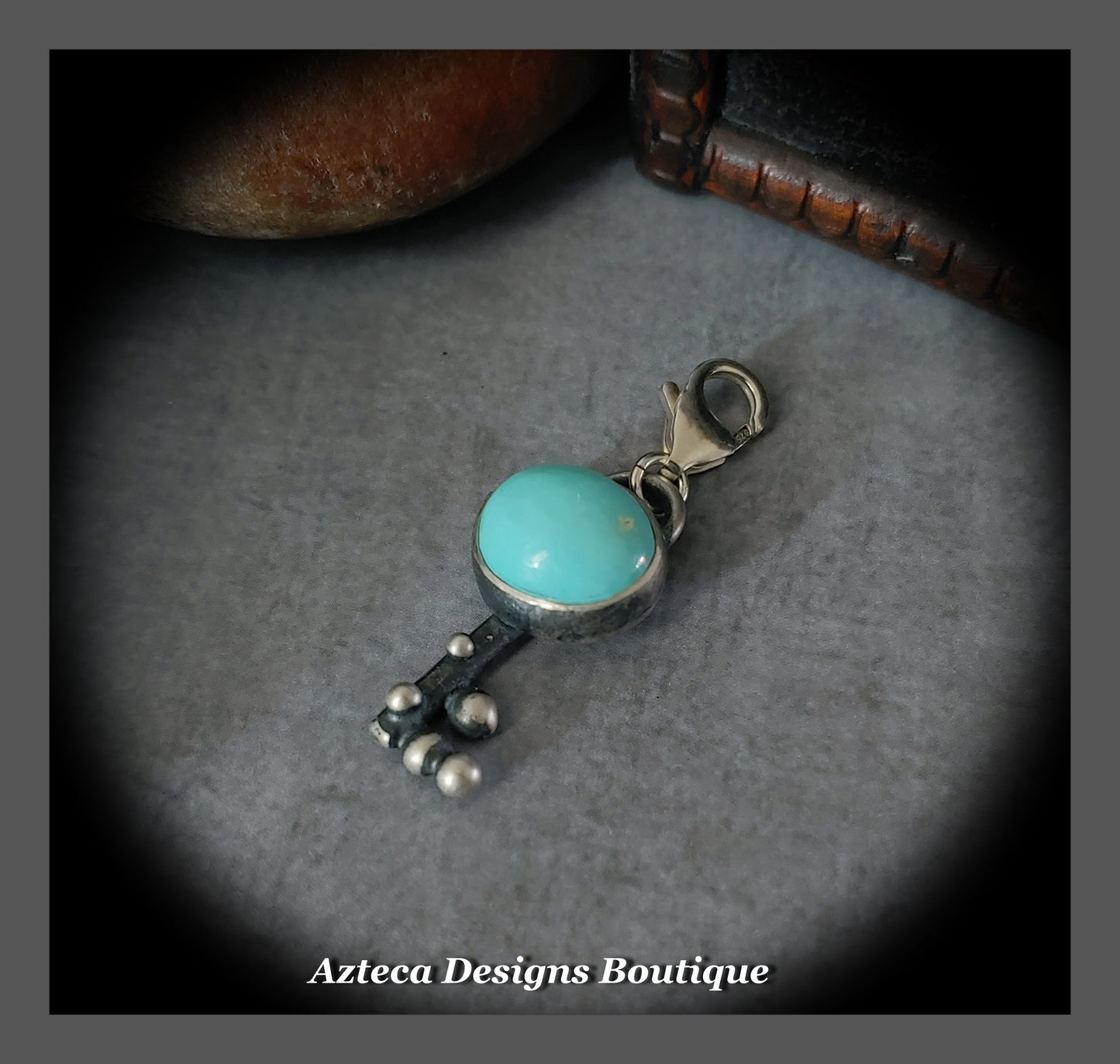Lone Mountain Turquoise + Sterling Silver + Clip On Charm Pendant