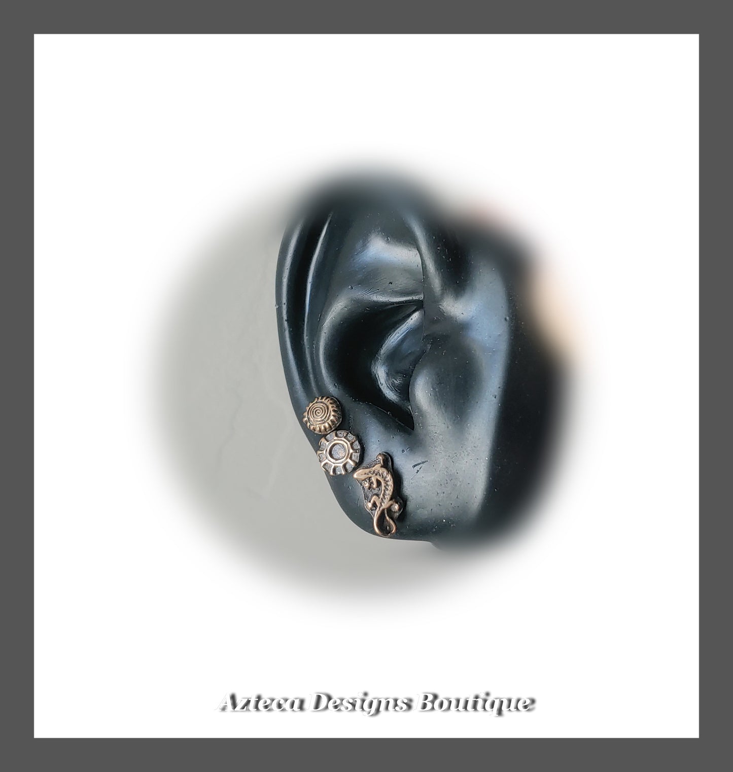 Bronze Swirl Sun + Sterling Silver Post Earrings