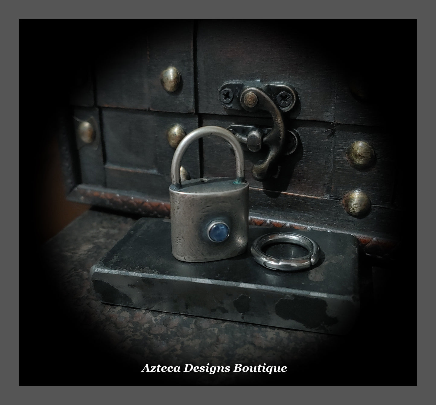 Built By Hand + Sterling Silver Hollow Form Padlock with Blue Kyanite