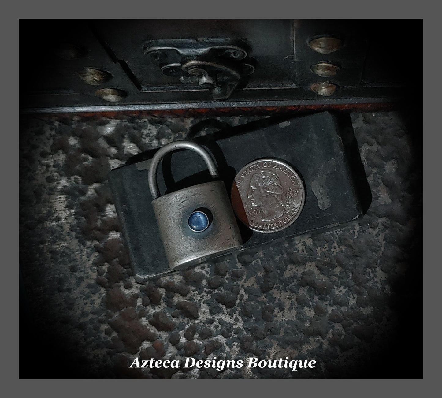 Built By Hand + Sterling Silver Hollow Form Padlock with Blue Kyanite