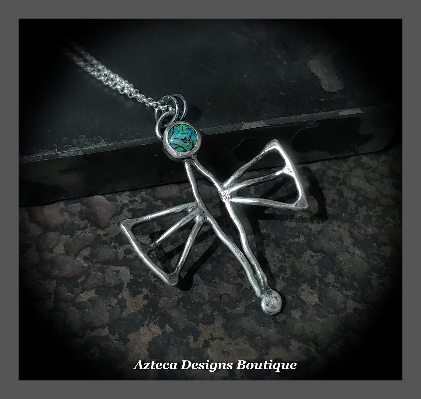 Cultured Opal + Sterling Silver + Hand Fabricated Dragonfly Necklace