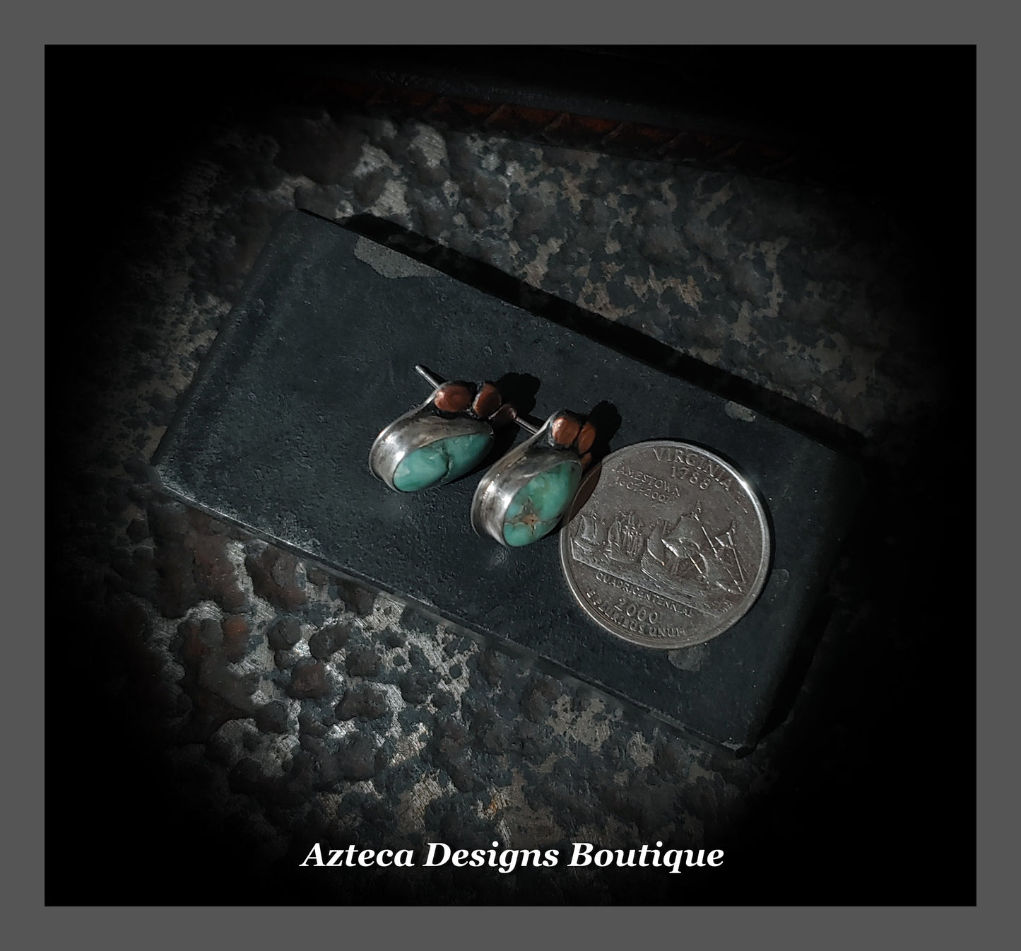 Damale Variscite Hand Fabricated Sterling Silver + Copper Post Earrings Embracing Individuality