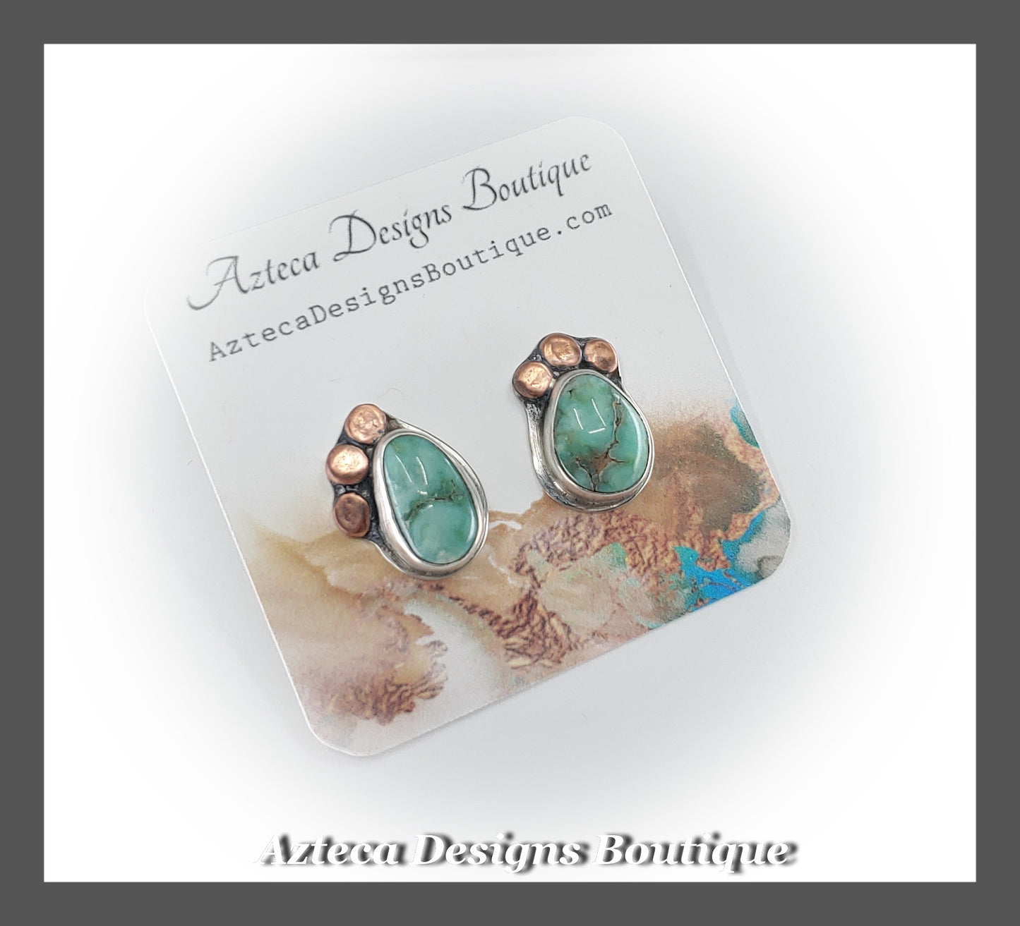 Damale Variscite Hand Fabricated Sterling Silver + Copper Post Earrings Embracing Individuality