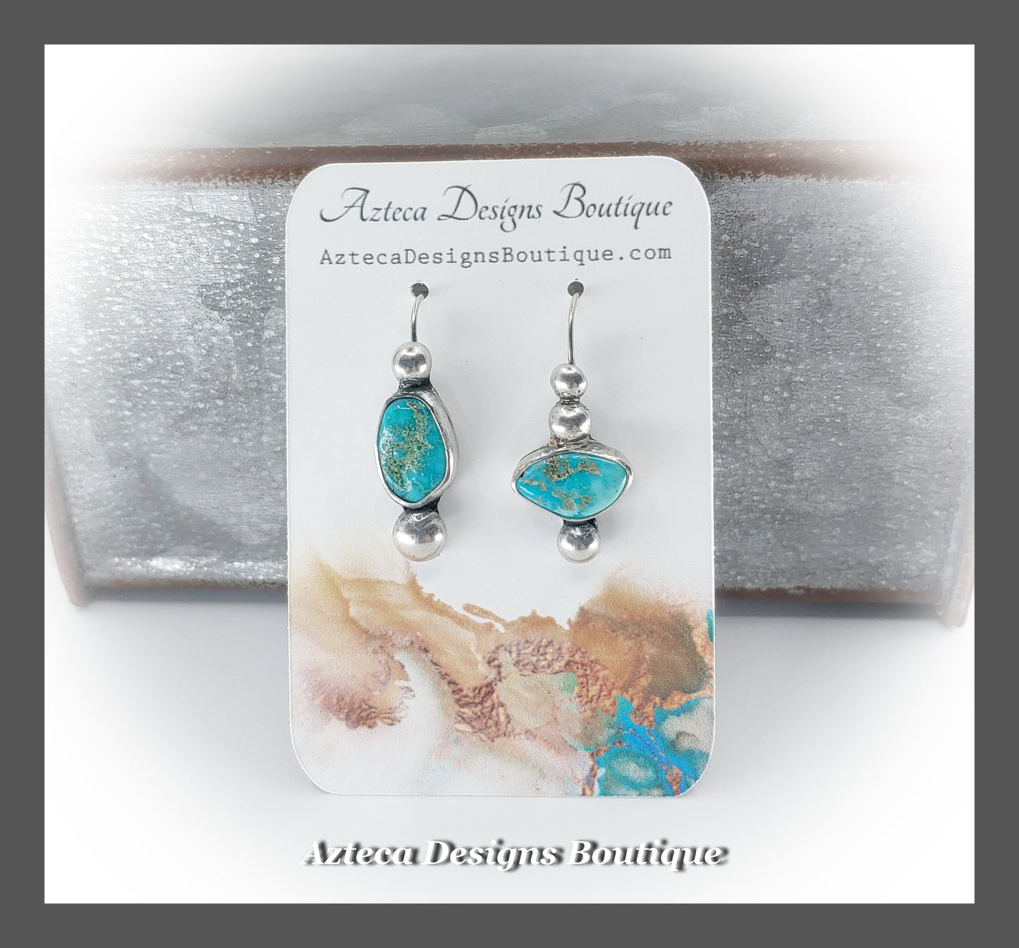 Arizona Turquoise Nuggets+Hand Fabricated Silver+Asymmetrical Earrings+Embracing Individuality