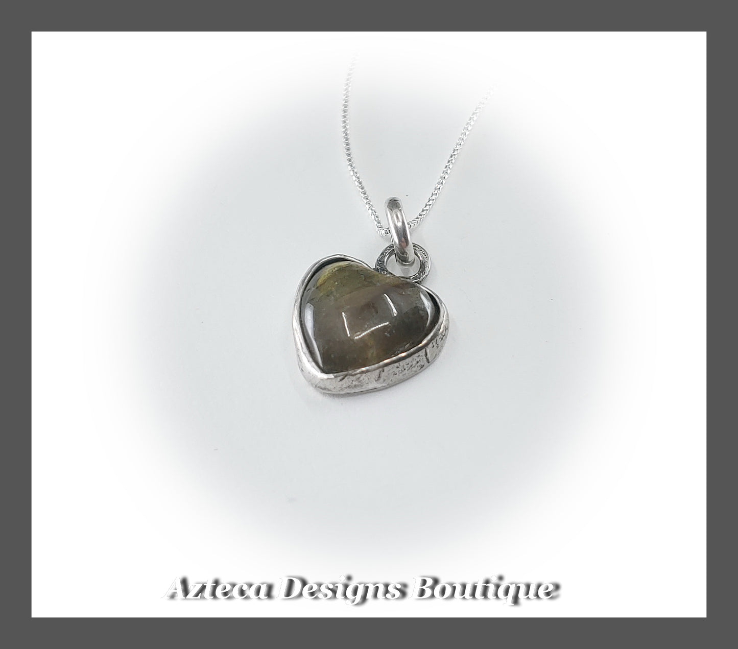Labradorite Heart + Sterling Silver + Hand Fabricated Necklace