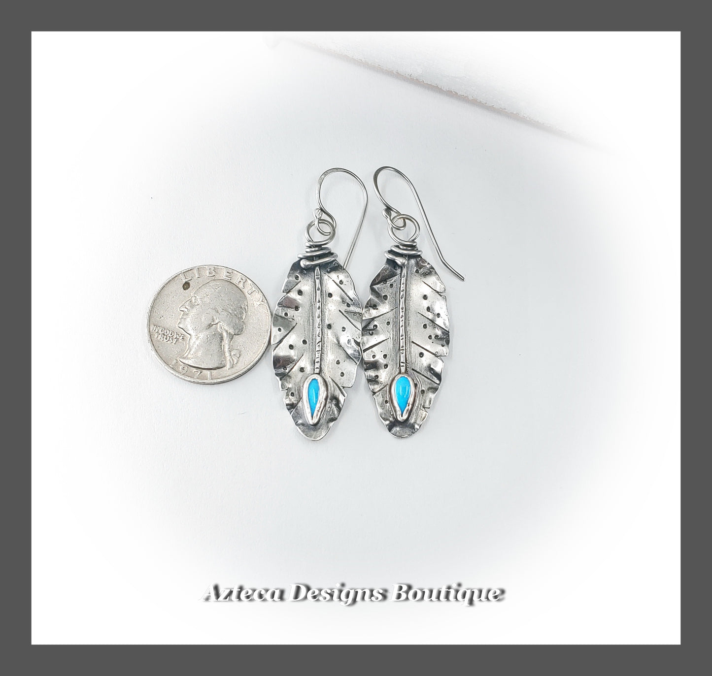 Sleeping Beauty Turquoise + Hand Fabricated Rustic Argentium Silver Earrings