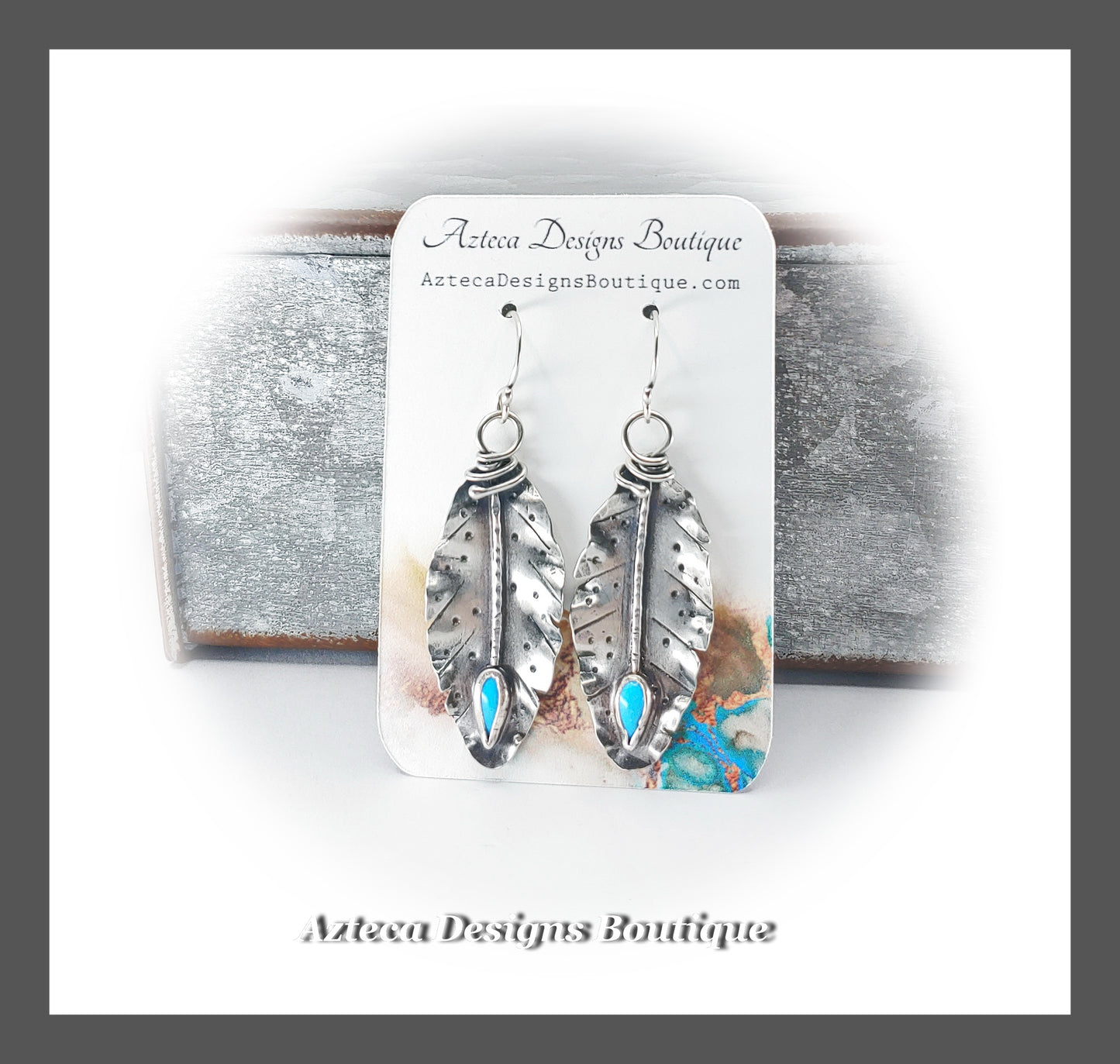 Sleeping Beauty Turquoise + Hand Fabricated Rustic Argentium Silver Earrings